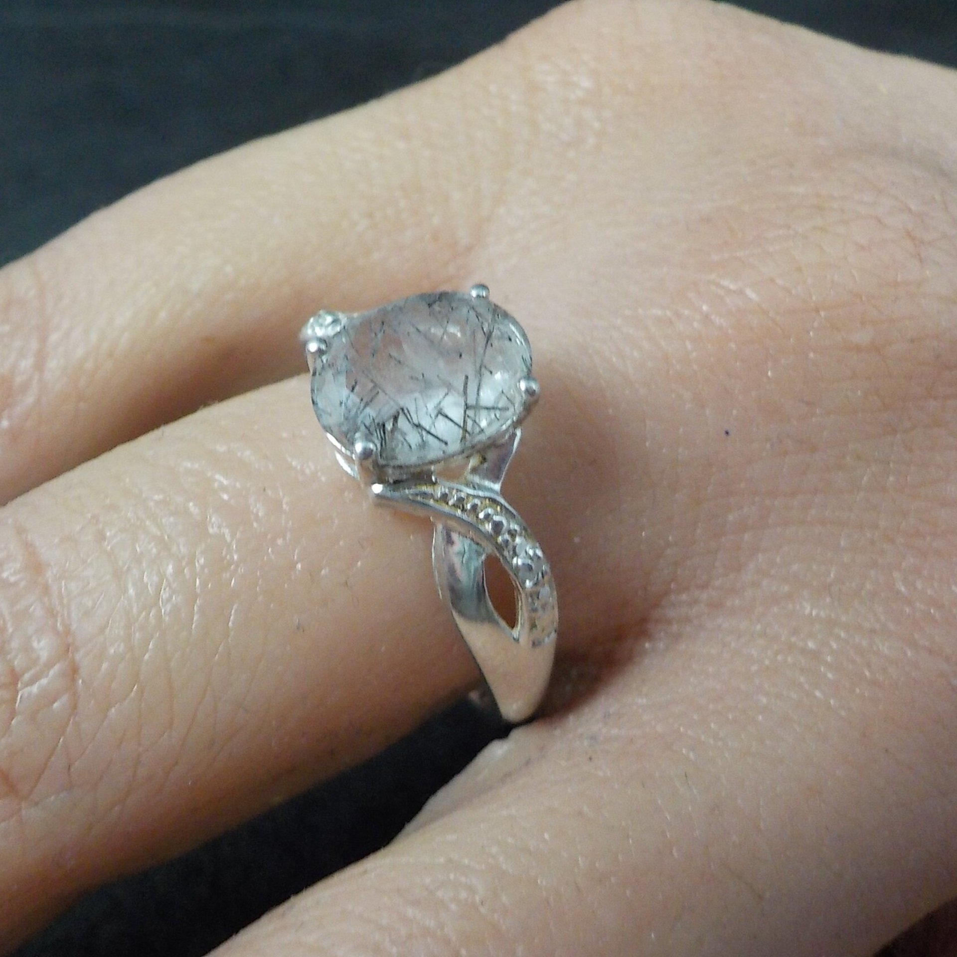 Sterling Faceted Rutilated Quartz Ring Size 9