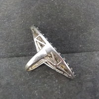 Large Sterling Silver Blue & White Topaz Eye Ring Size 6