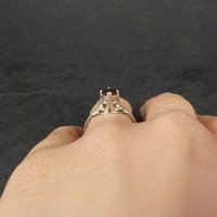 14K White Gold Art Deco High Set Garnet Filigree Ring Size 4.75