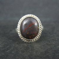 Vintage Sterling Silver Petrified Wood Ring Size 7.5