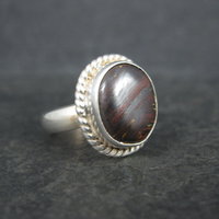 Vintage Sterling Silver Petrified Wood Ring Size 7.5