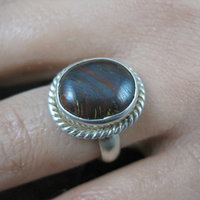 Vintage Sterling Silver Petrified Wood Ring Size 7.5
