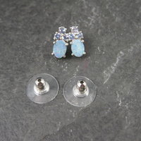 Sterling Silver Opal Doublet and Tanzanite Stud Earrings
