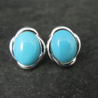 Persian Turquoise Stud Earrings Sterling Silver
