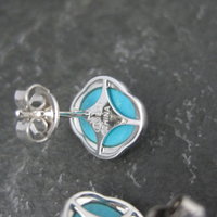 Persian Turquoise Stud Earrings Sterling Silver