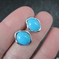 Persian Turquoise Stud Earrings Sterling Silver