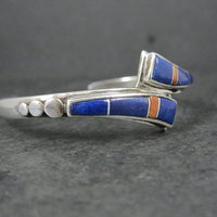 Vintage Southwestern Sterling Silver Lapis Lazuli Spiny Oyster Cuff Bracelet 6"