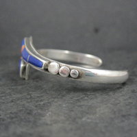 Vintage Southwestern Sterling Silver Lapis Lazuli Spiny Oyster Cuff Bracelet 6"