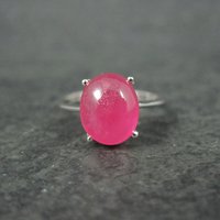 Vintage Ruby Cabochon Ring Size 9 Sterling Silver