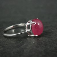 Vintage Ruby Cabochon Ring Size 9 Sterling Silver