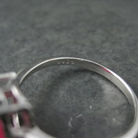 Vintage Ruby Cabochon Ring Size 9 Sterling Silver