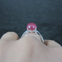 Vintage Ruby Cabochon Ring Size 9 Sterling Silver