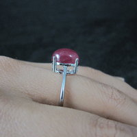 Vintage Ruby Cabochon Ring Size 9 Sterling Silver