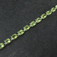 Sterling Silver Peridot Tennis Bracelet 7.5 Inches