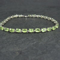 Sterling Silver Peridot Tennis Bracelet 7.5 Inches