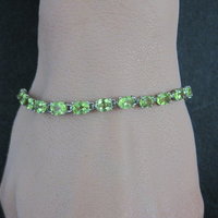 Sterling Silver Peridot Tennis Bracelet 7.5 Inches