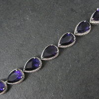 Pear Cut Amethyst Bracelet Sterling Silver 7.25" 32.4 Carats