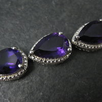 Pear Cut Amethyst Bracelet Sterling Silver 7.25" 32.4 Carats