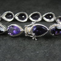 Pear Cut Amethyst Bracelet Sterling Silver 7.25" 32.4 Carats