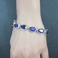 Pear Cut Amethyst Bracelet Sterling Silver 7.25" 32.4 Carats