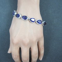 Pear Cut Amethyst Bracelet Sterling Silver 7.25" 32.4 Carats