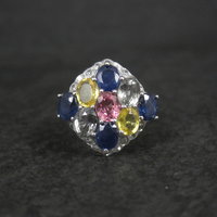 Multi Colored Sapphire Ring Sterling Silver Size 5