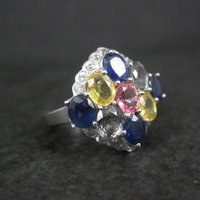 Multi Colored Sapphire Ring Sterling Silver Size 5