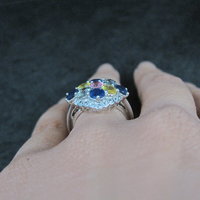 Multi Colored Sapphire Ring Sterling Silver Size 5