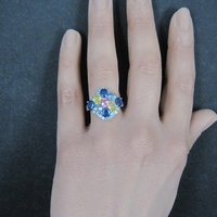 Multi Colored Sapphire Ring Sterling Silver Size 5