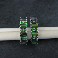 Black Ethiopian Opal and Chrome Diopside Earrings Sterling Silver
