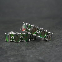 Black Ethiopian Opal and Chrome Diopside Earrings Sterling Silver