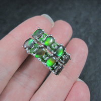 Black Ethiopian Opal and Chrome Diopside Earrings Sterling Silver