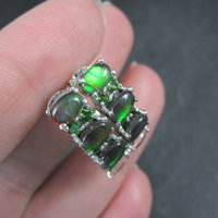Black Ethiopian Opal and Chrome Diopside Earrings Sterling Silver