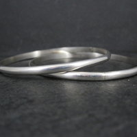 Set of 2 Plain Navajo Bangle Bracelets Sterling Silver 7.75"  TAHE