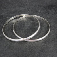 Set of 2 Plain Navajo Bangle Bracelets Sterling Silver 7.75"  TAHE