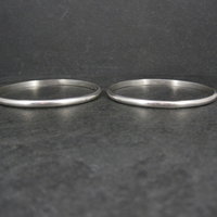 Set of 2 Plain Navajo Bangle Bracelets Sterling Silver 7.75"  TAHE