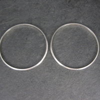 Set of 2 Plain Navajo Bangle Bracelets Sterling Silver 7.75"  TAHE