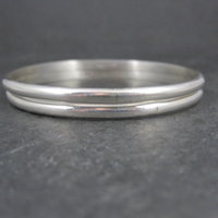 Set of 2 Plain Navajo Bangle Bracelets Sterling Silver 7.75"  TAHE