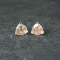 Sterling Silver Morganite Stud Earrings 2.6 Carats