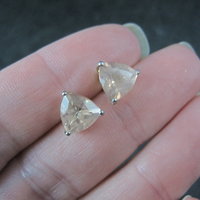 Sterling Silver Morganite Stud Earrings 2.6 Carats