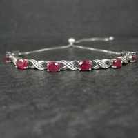 Red Spinel Bolo Bracelet Sterling Silver