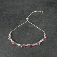 Red Spinel Bolo Bracelet Sterling Silver