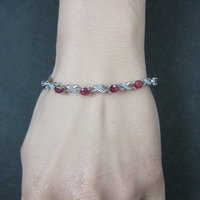 Red Spinel Bolo Bracelet Sterling Silver