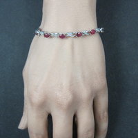 Red Spinel Bolo Bracelet Sterling Silver