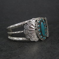 Southwestern Sterling Cluster Cuff Bracelet 6.25 Inches