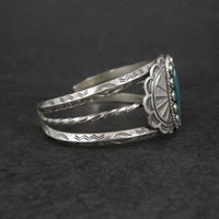 Southwestern Sterling Cluster Cuff Bracelet 6.25 Inches