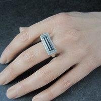Estate 10K Black and White Diamond Ring .64 Ctw Size 8.5