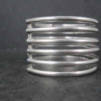 Wide Vintage Mexican Sterling Silver Cuff Bracelet 6.5 Inches