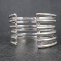 Wide Vintage Mexican Sterling Silver Cuff Bracelet 6.5 Inches