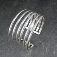 Wide Vintage Mexican Sterling Silver Cuff Bracelet 6.5 Inches
